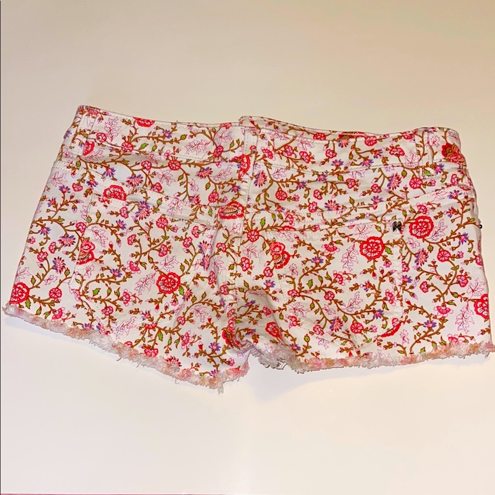 Victoria's Secret Pink and Green Floral Design Jean Shorts Summer Style